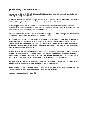 A preview of a PDF biography for Savage, John Henry